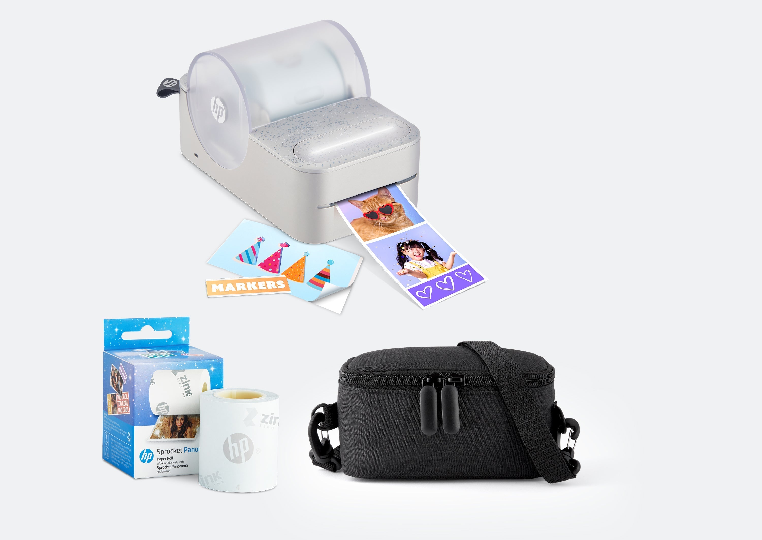 HP Sprocket Panorama Instant ポータブルカラーラベル＆フォトプリンター スターターバンドル