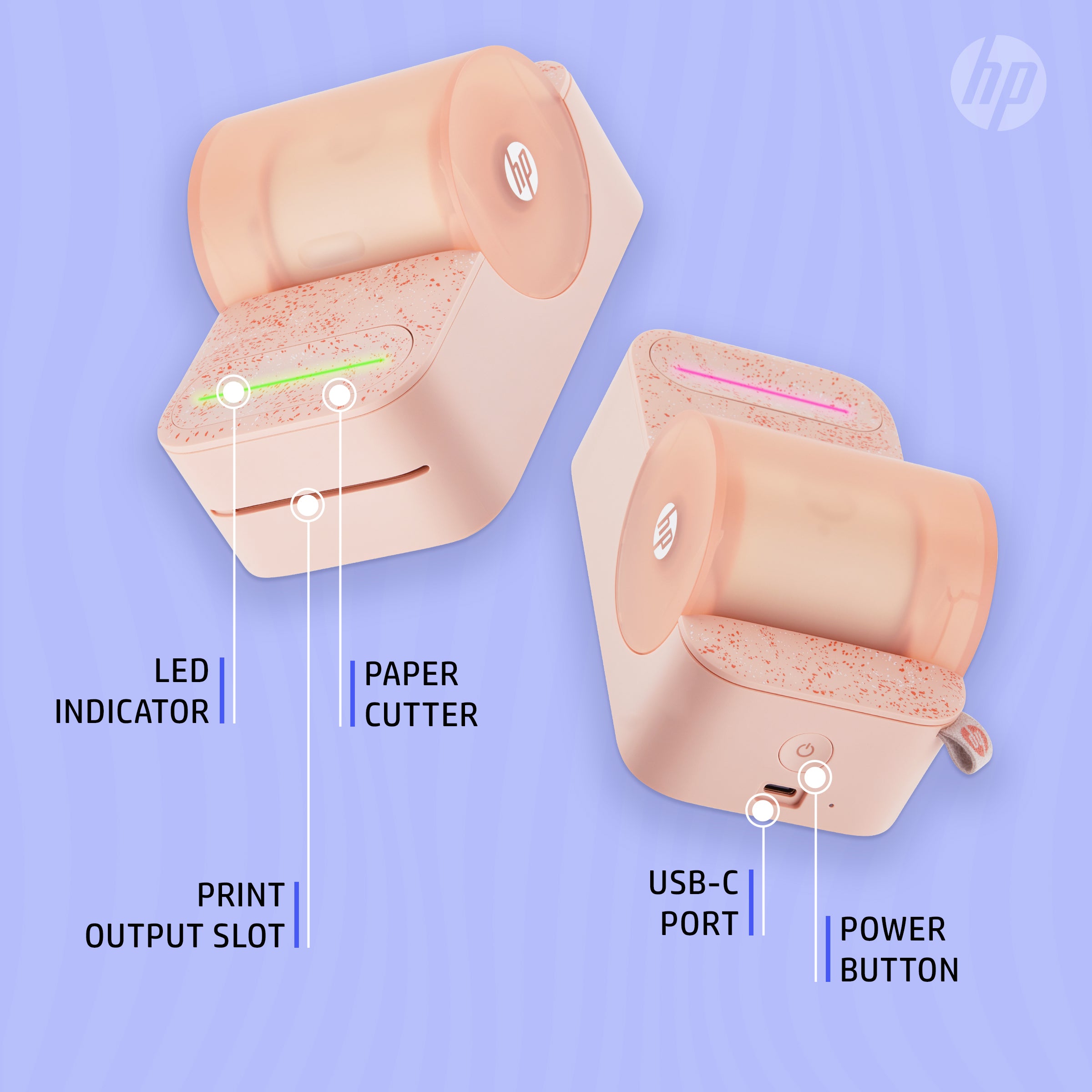 HP Sprocket Panorama Instant Portable Color Label & Photo Printer (Pink) Gift Bundle with case, HP Zink roll, photo album, markers, stickers and frames Sprocket Printers