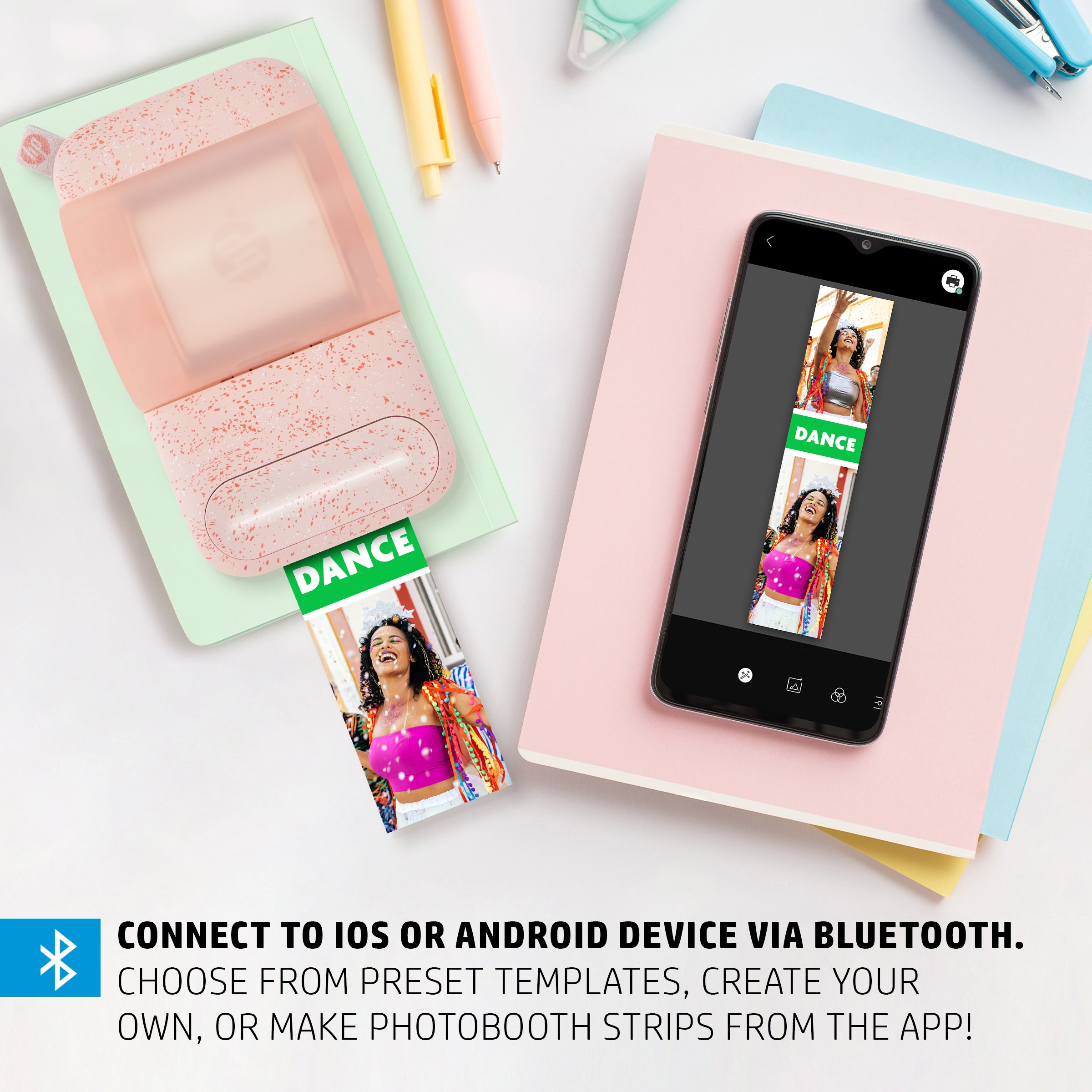 HP Sprocket Panorama Instant Portable Color Label & Photo Printer (Pink) Personalize Prints 2” x .5”- 9” on Zink Sticky-Backed Paper -Create Fun Photobooth Strips, Labels & Custom Designs in the App Sprocket Printers